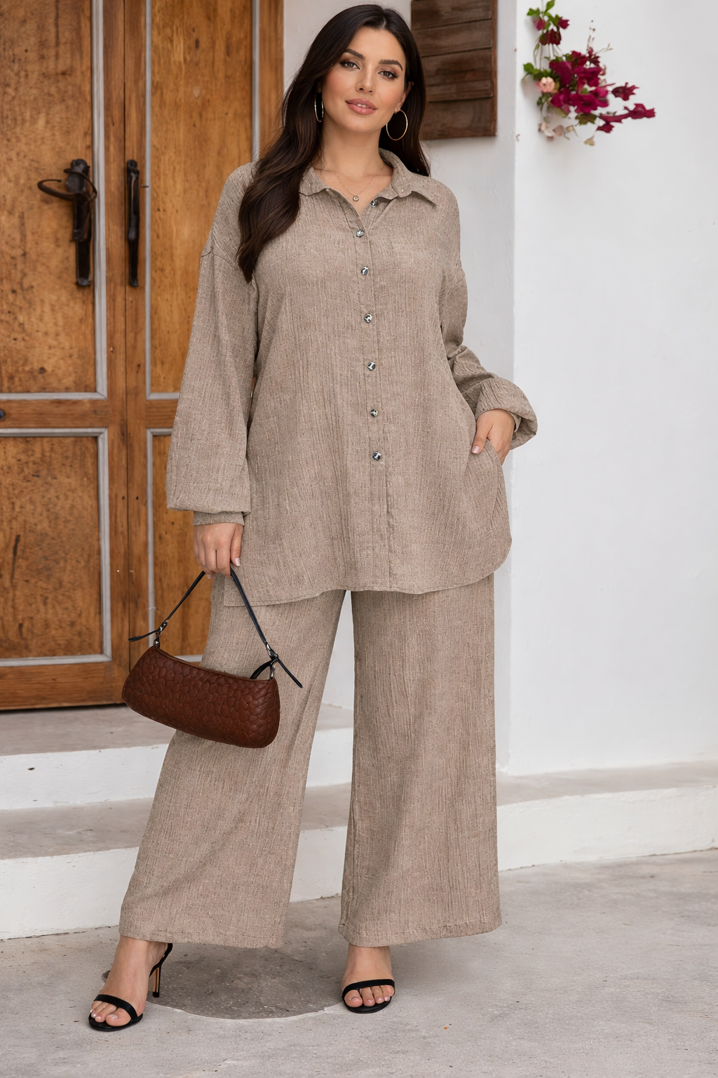Completo Donna Camicia e Pantaloni Palazzo