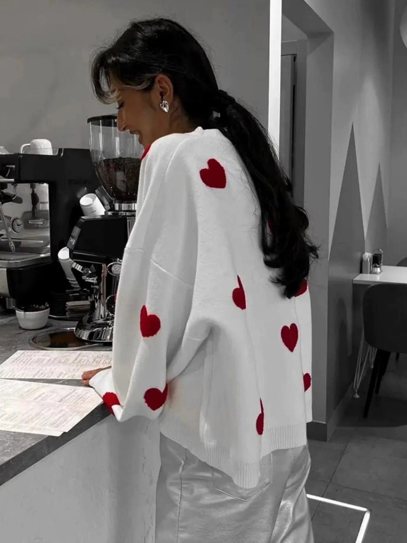 Maglione oversize con cuori